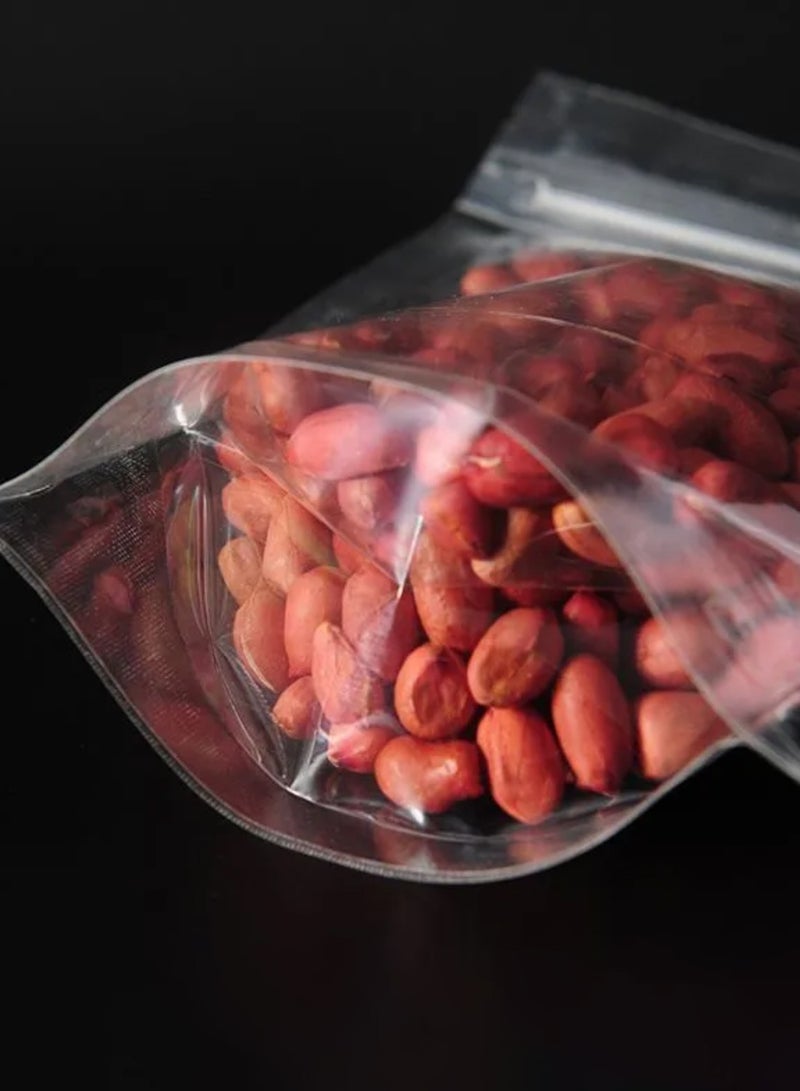 100 pieces of 20*30*4 cm transparent standing food bags, with zippers, can stand upright, reusable sealable food bags, with tear notch, heat-sealable, suitable for storing cookies, snacks, tea, and beverages - Image 5